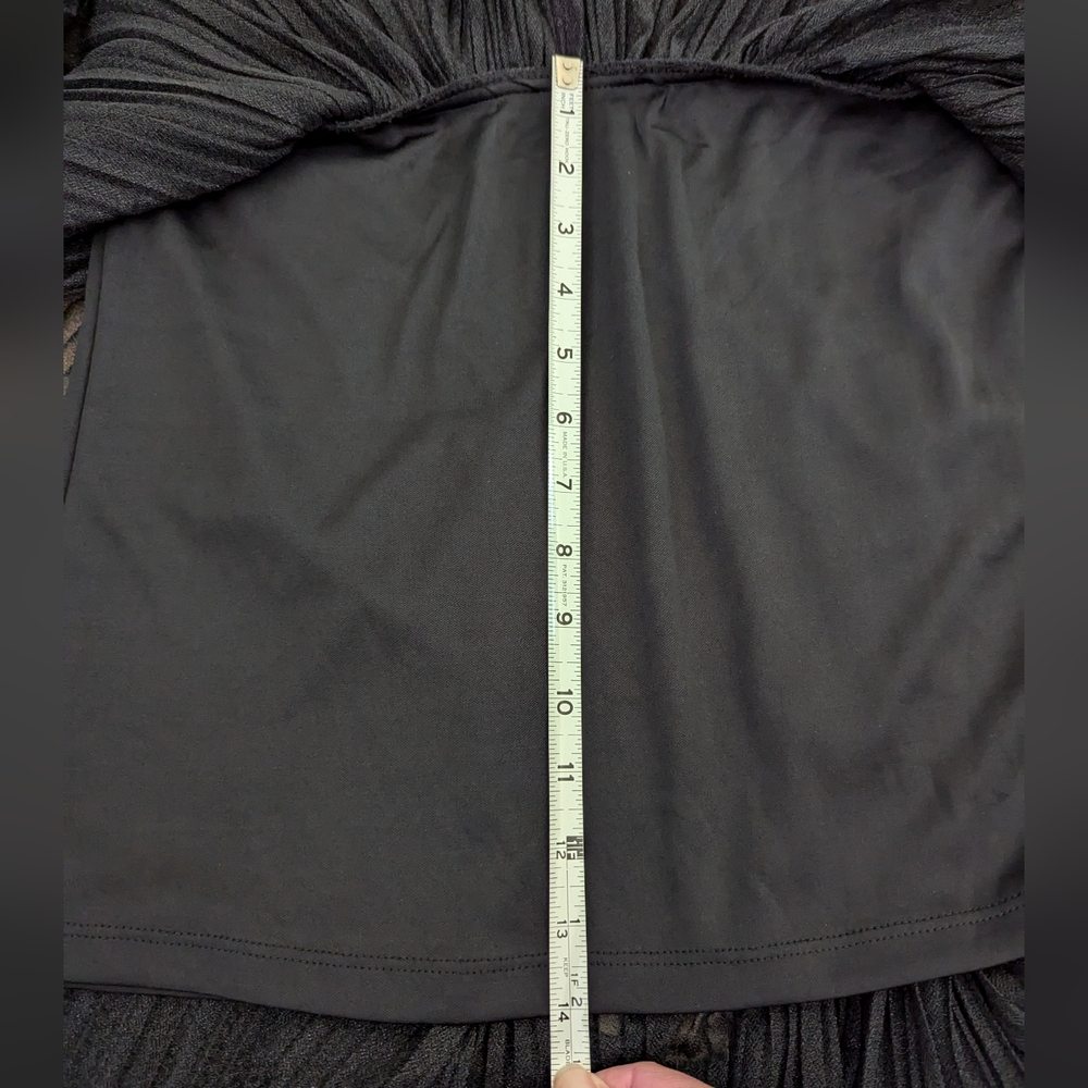 Black Sparkly Long Double Zero Pleated Skirt Size Medium With Short Lined Skirt - Picture 9 of 10